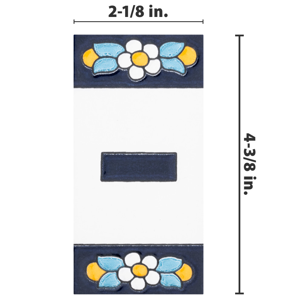 Sevillano Flora Address Accents Hyphen 2-1/8 in. x 4-3/8 in. Ceramic Wall Trim