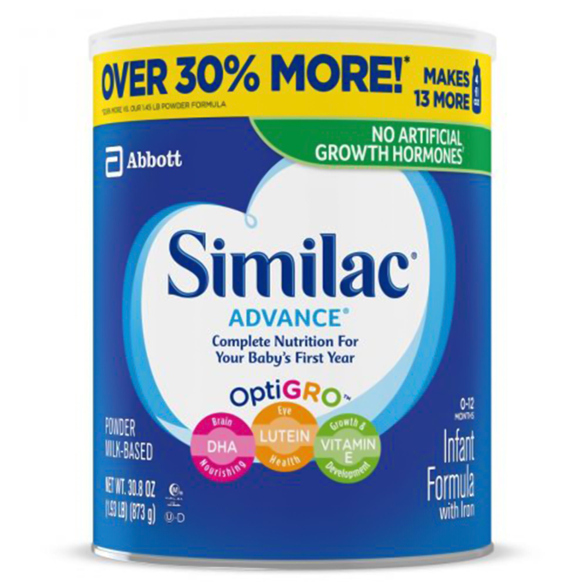 Abbott Nutrition SIMILAC, ADVANCE OPTIGRO W/IRON INF 30.8OZ (6/CS)