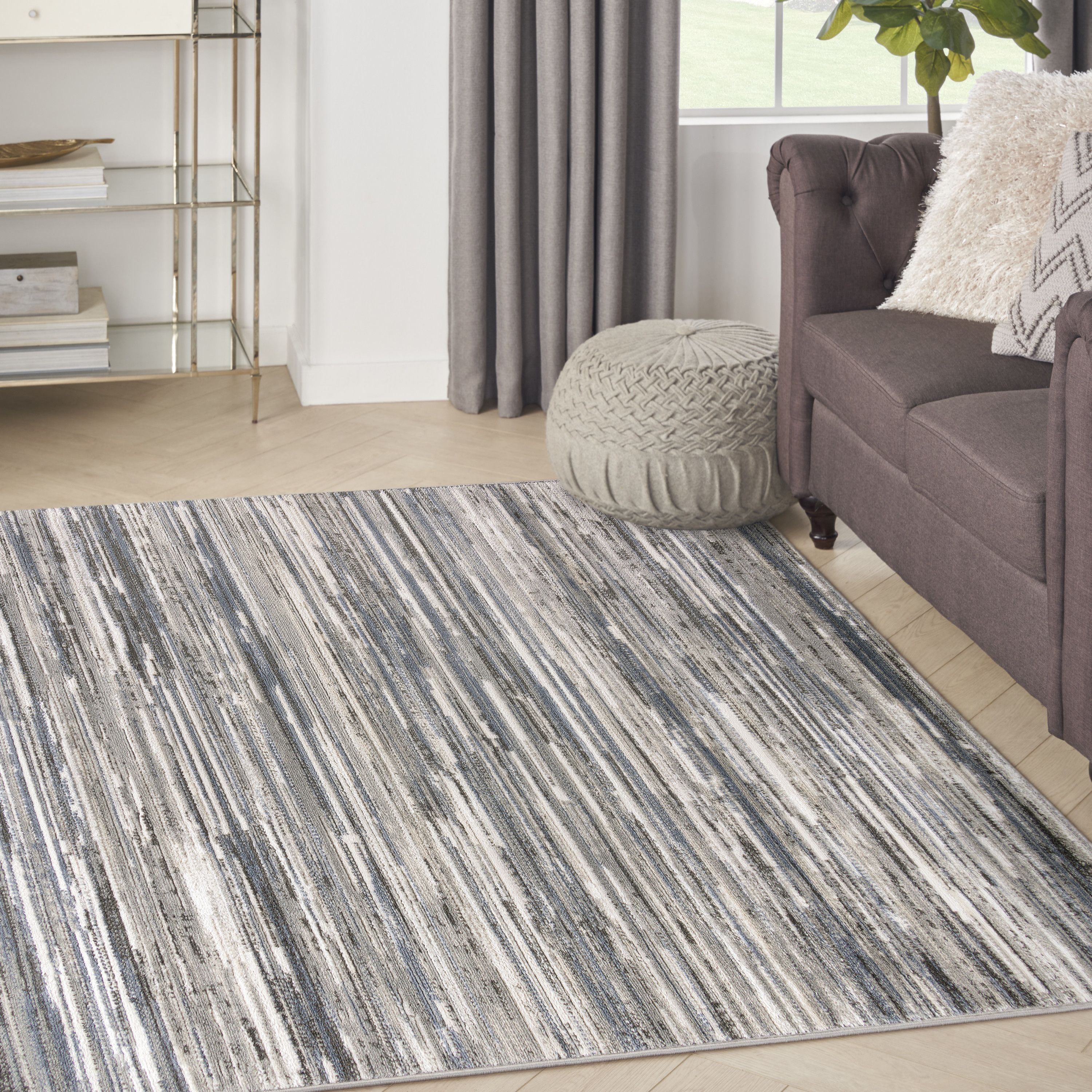 Nourison Serenity Home 3'11" x 5'11" Ivory Grey Blue Modern Indoor Rug