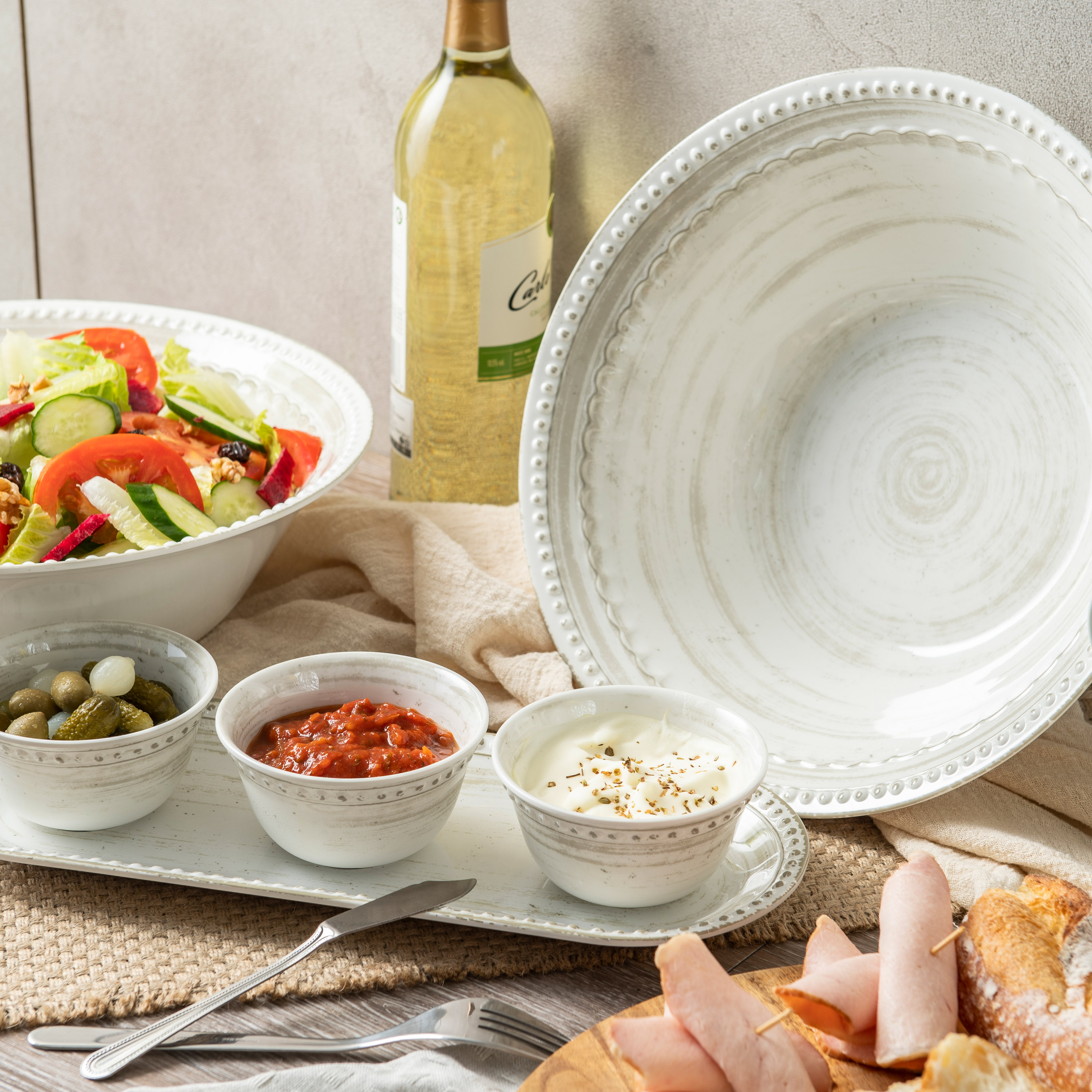 French Country 12-inch Melamine Serving Bowls, White, 2-piece set slideshow image 9