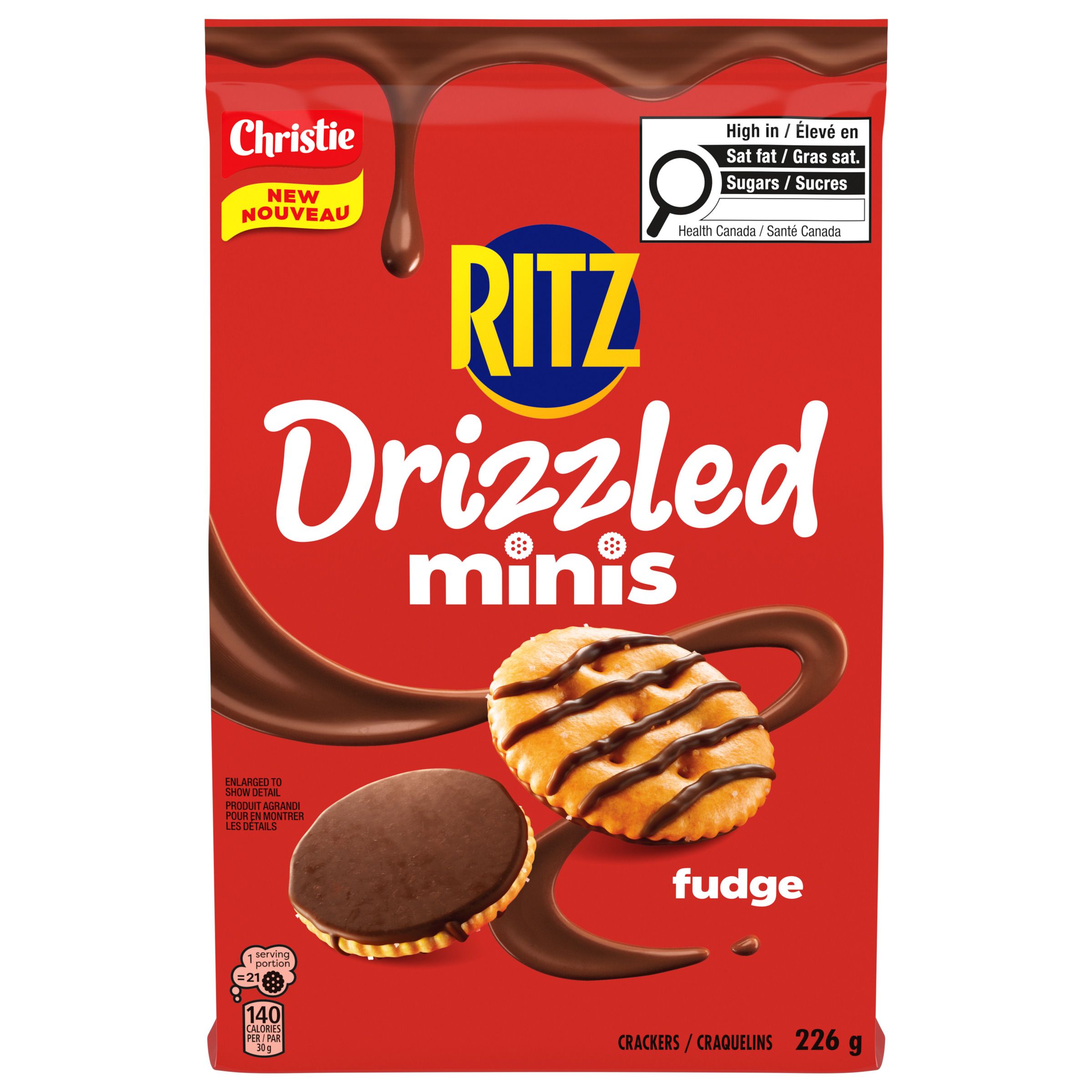 RITZ Drizzled Minis Fudge Crackers, Sweet & Salty Snack, 226g Bag Format-thumbnail-0