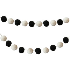 Black & White Pom-Pom Garland, 12 Feet, Pack of 2