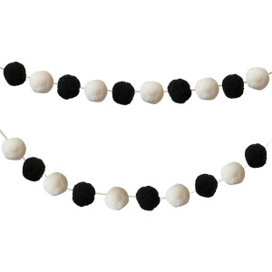 Black & White Pom-Pom Garland, 12 Feet, Pack of 2