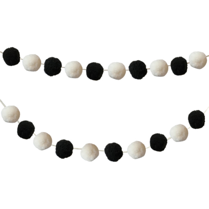 Black & White Pom-Pom Garland, 12 Feet, Pack of 2