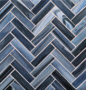 Shibui Sevres Blue 1×4 Herringbone Mosaic Silk