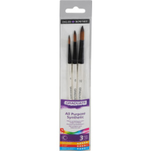 Graduate Round Brush Set, Synthetic, 3 Pieces