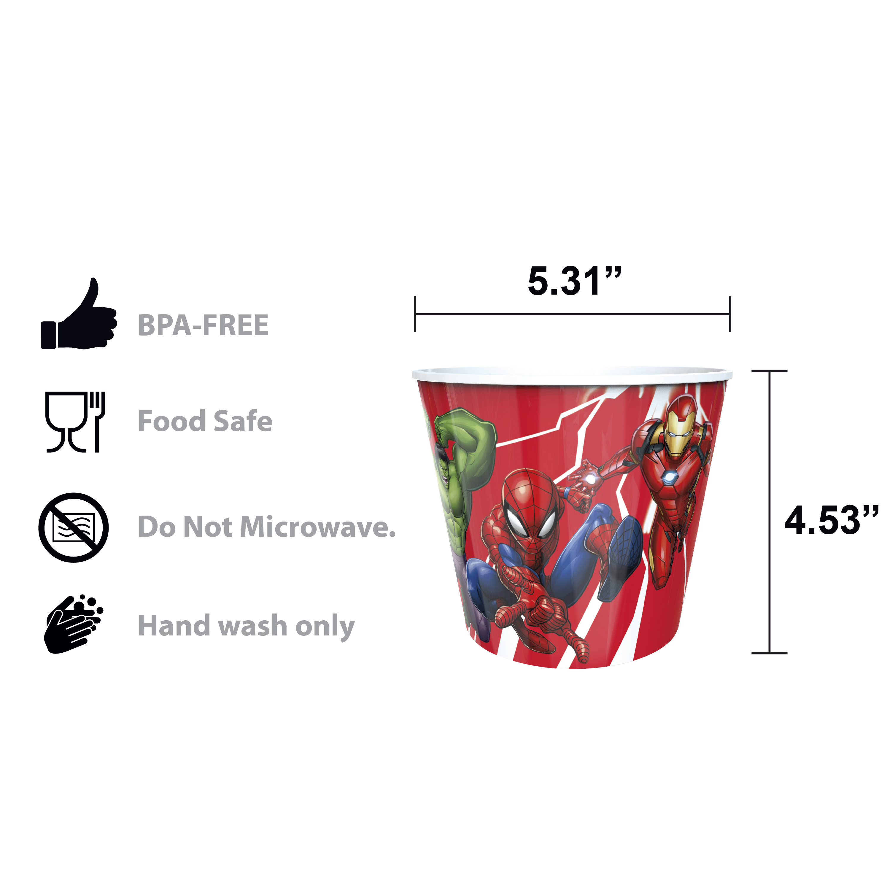 Marvel Comics Plastic Popcorn Container and Bowls, The Hulk, Spider-Man and More, 5-piece set slideshow image 11