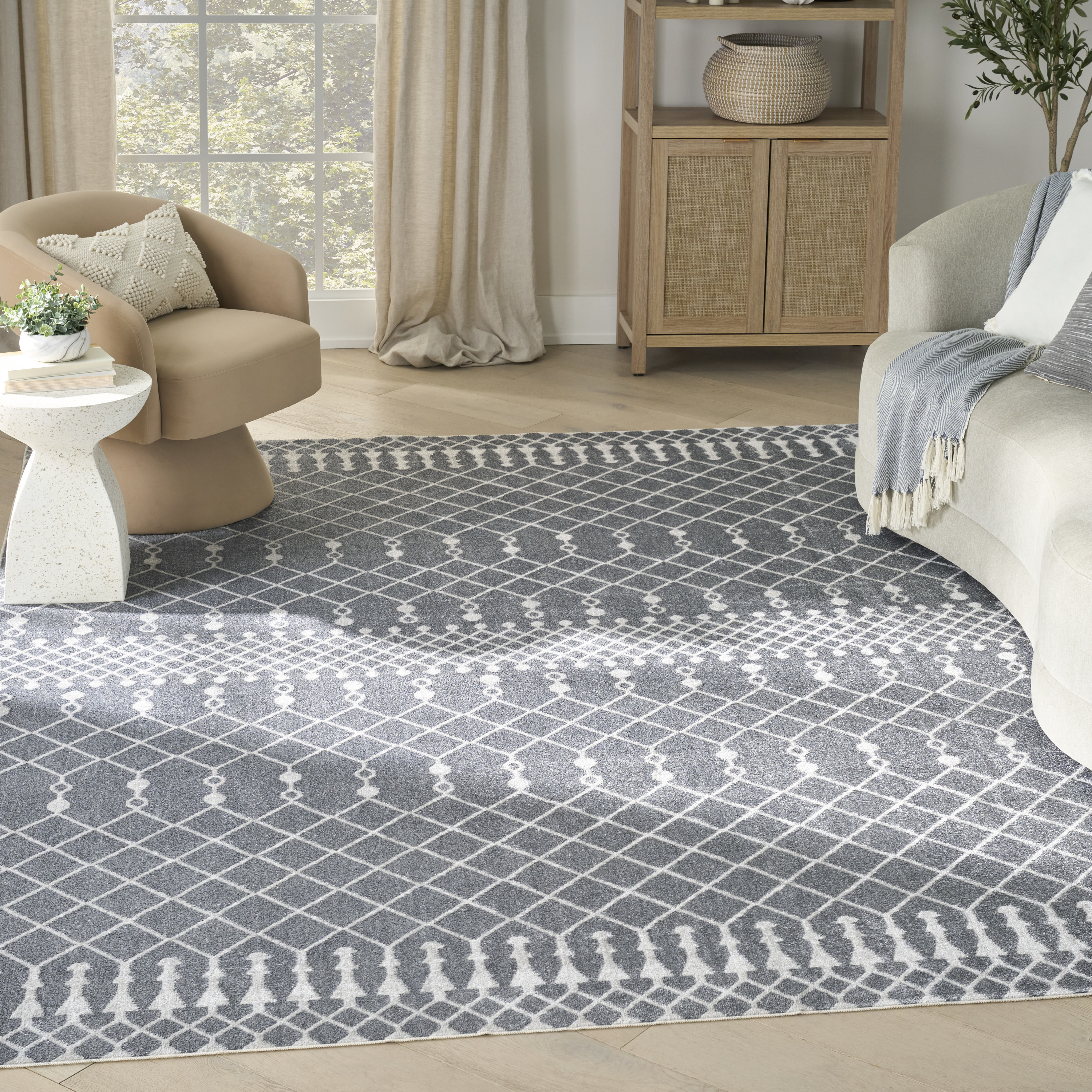 Nourison Astra Machine Washable 6'7" x 9' Denim Bohemian Indoor Rug