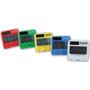 Dual Power Timers - Set of 5 - Red, Yellow, Green, Blue, White - Solar and Battery Powered Digital Timers