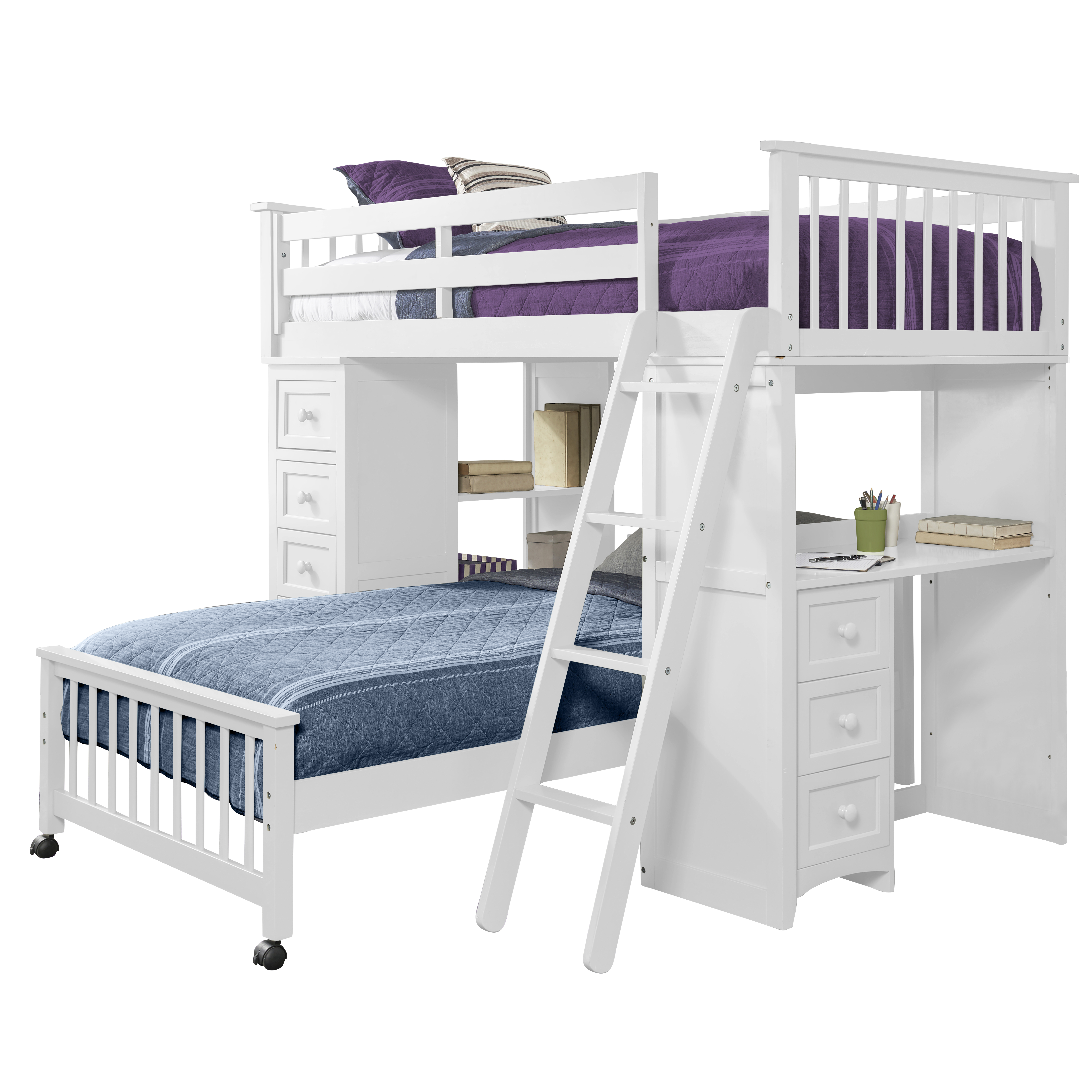 Schoolhouse 4.0 Wood Loft Bed with Lower Bed