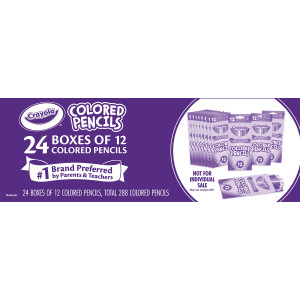 Colored Pencils, Assorted Colors, 12 Count Boxes, Pack of 24