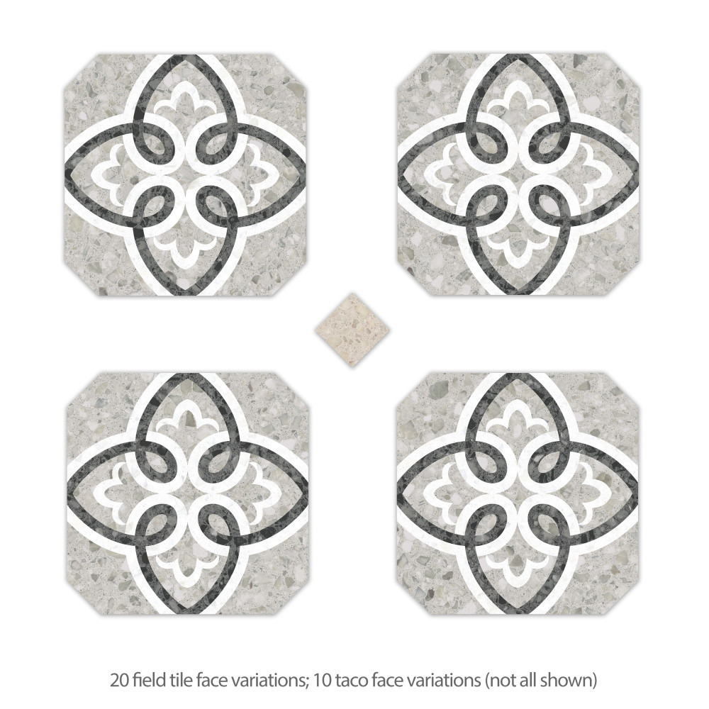 Riviera Octagon Garde Gris with Taco Beige 7-7/8 in. x 7-7/8 in. Porcelain Floor and Wall Tile