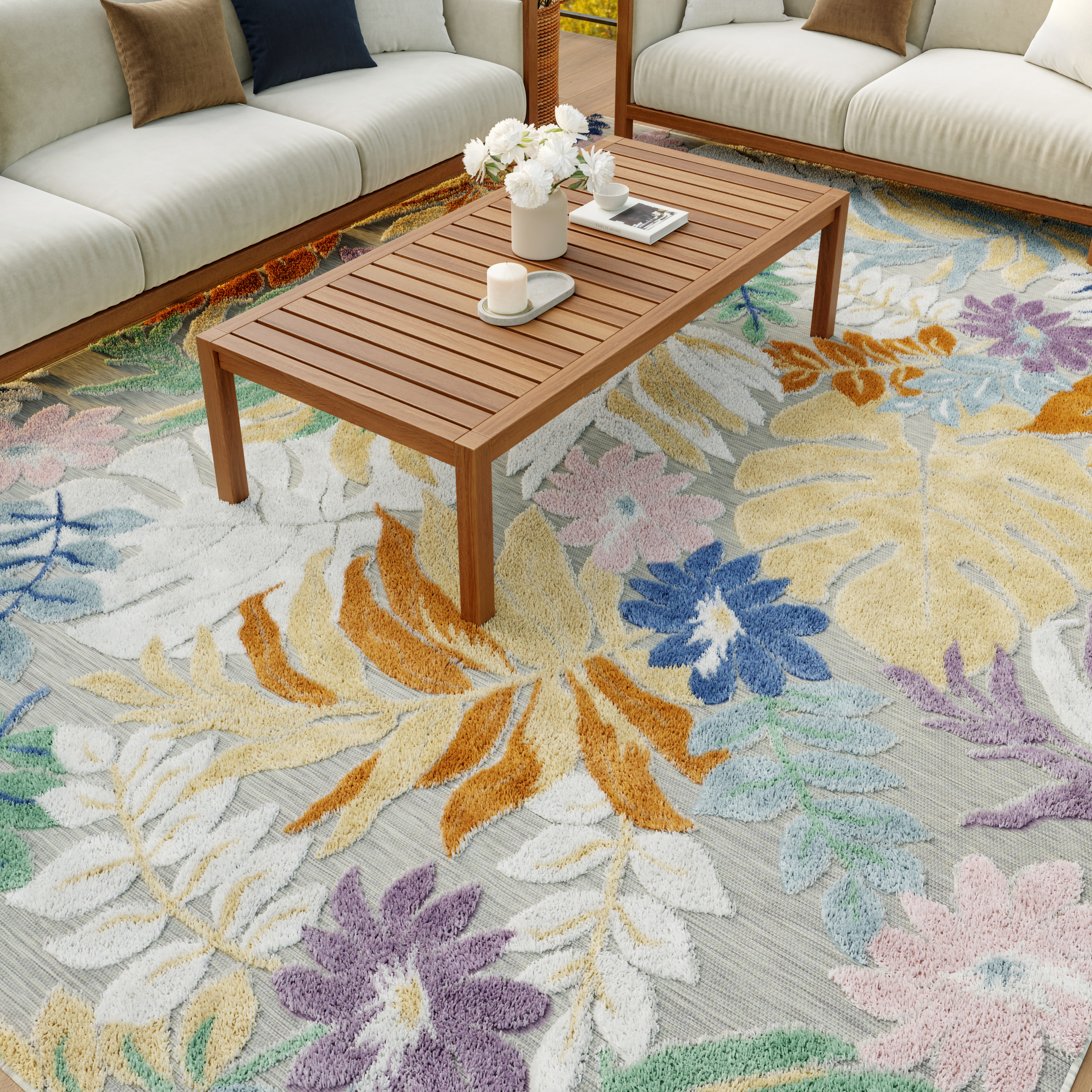 Nourison Suncoast 7'10" x 9'10" Multicolor Tropical Rug