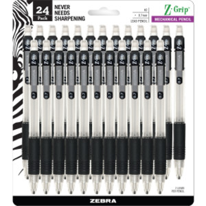 Z-Grip Mechanical Pencil, 0.7 mm, Black, 24-Pack