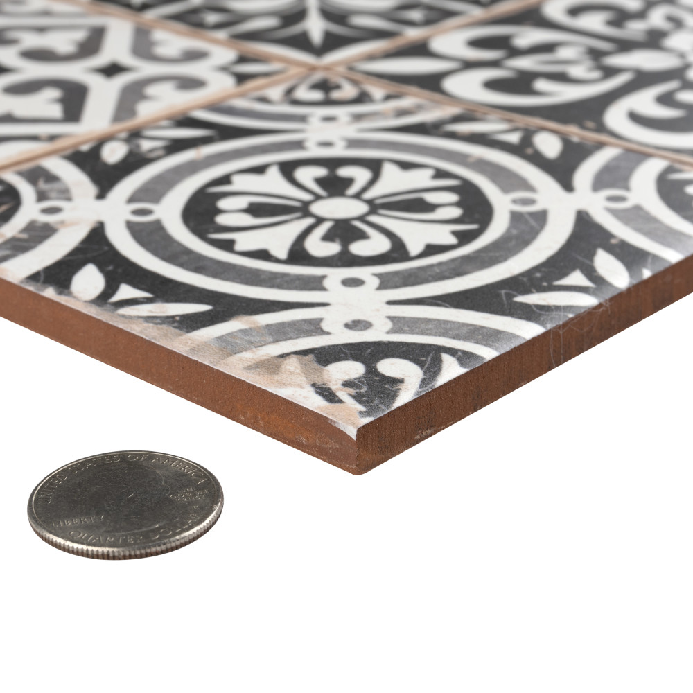 Faenza Nero 13 in. x 13 in. Ceramic Floor and Wall Tile