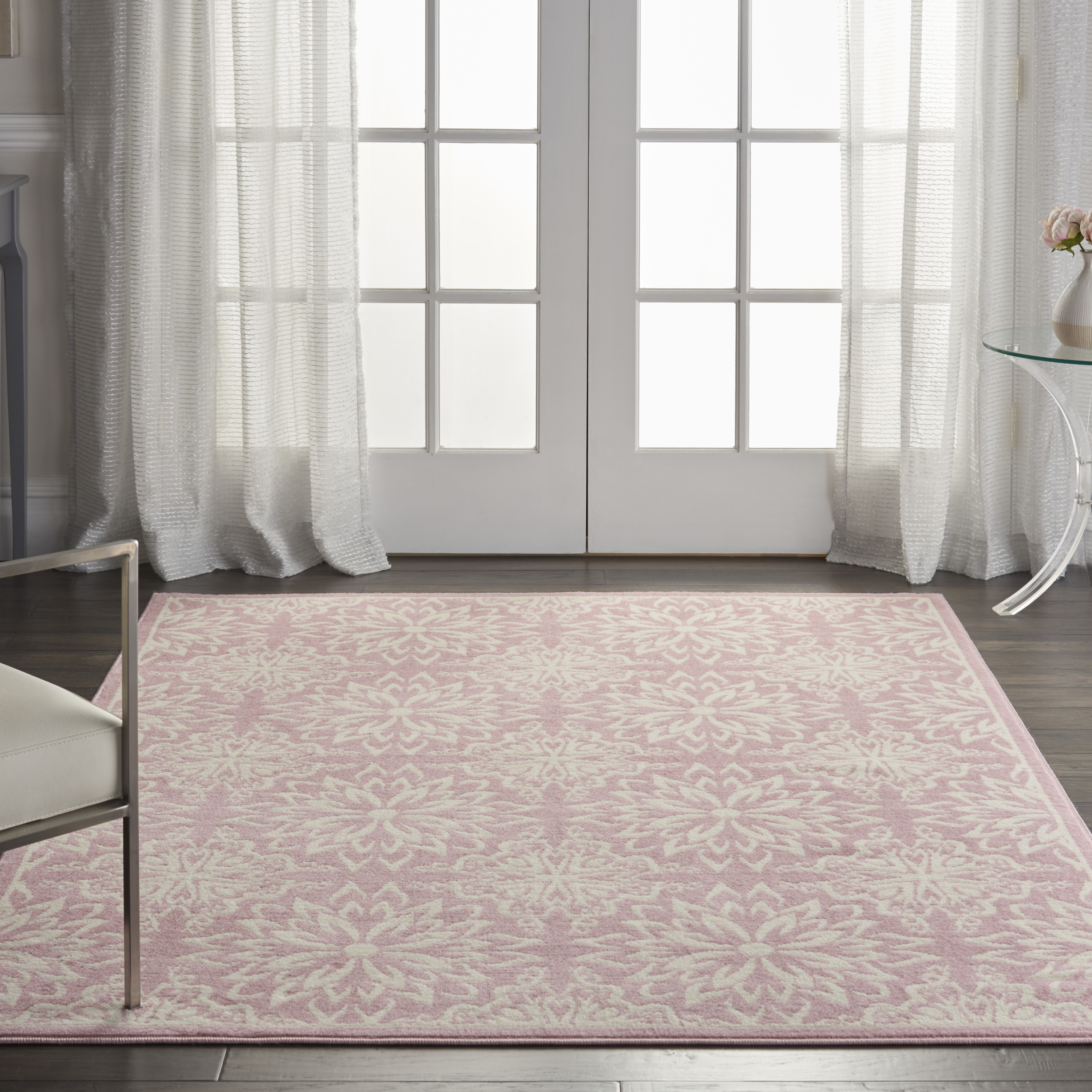 Nourison Jubilant 4' x 6' Ivory Pink Farmhouse Indoor Rug