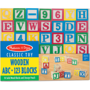 Wooden ABC/123 Block Set, 50 Pieces