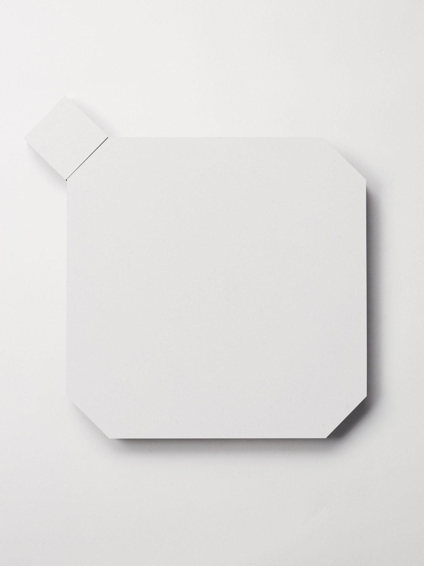 a white octagonal tile adjacent to a smaller white square tile.