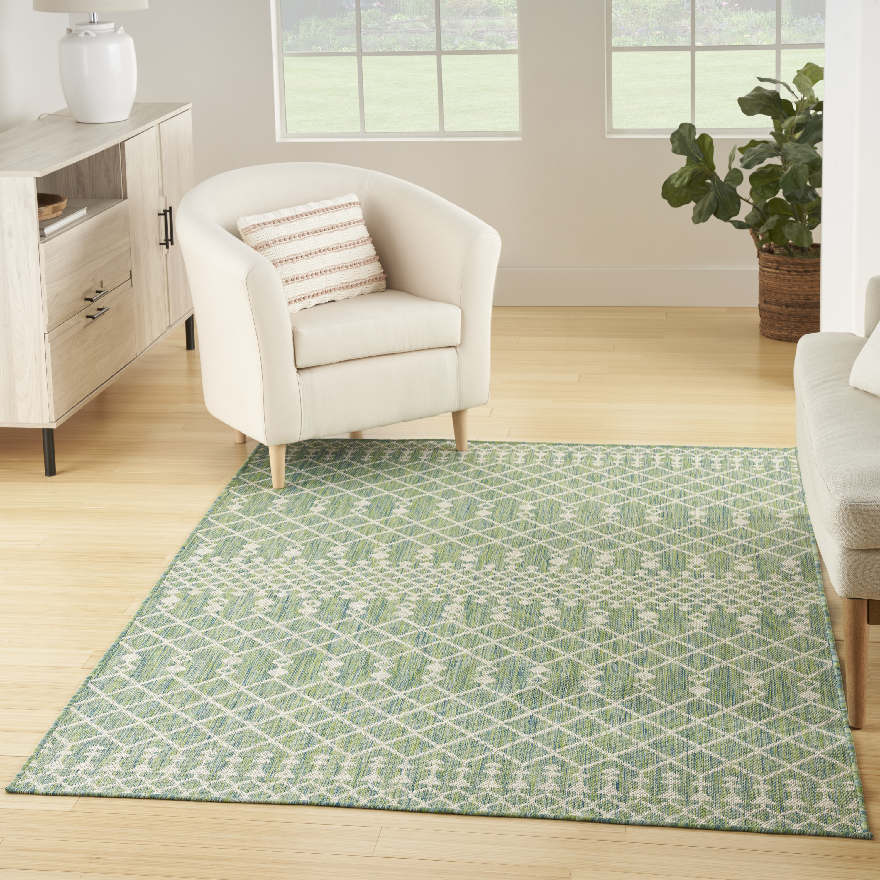 Nourison Positano 6' x 9' Blue Green Modern Rug
