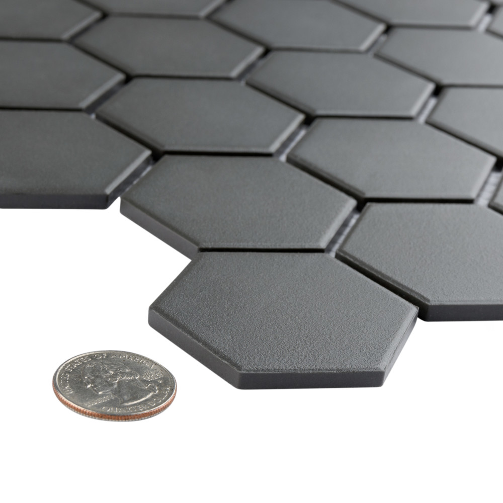 Gotham 2″ Hex Black 11-1/8 in. x 12-5/8 in. Porcelain Mosaic Tile