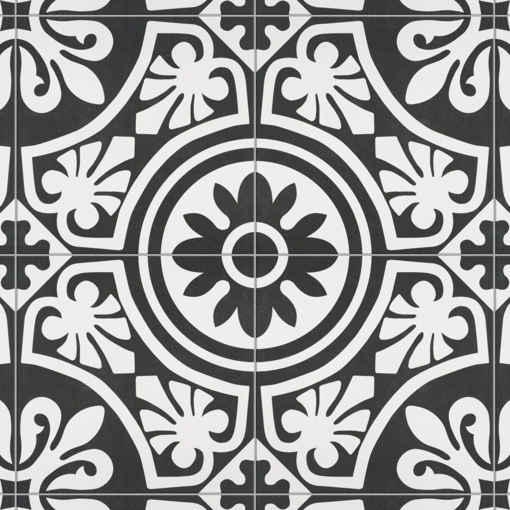 Majestic Tiena Black 9.75x9.75 Square Porcelain Floor and Wall Digital Pattern