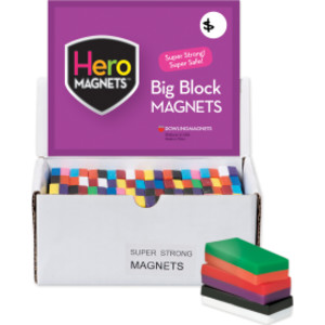 Block Display Magnets, Assorted Colors, Box of 40