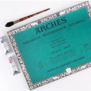 Aquarelle Watercolor Paper Block, Heavyweight, Cold Press, Natural White, 300 lb (640 gsm), 10 Sheet, 10x14 in, 1 Count