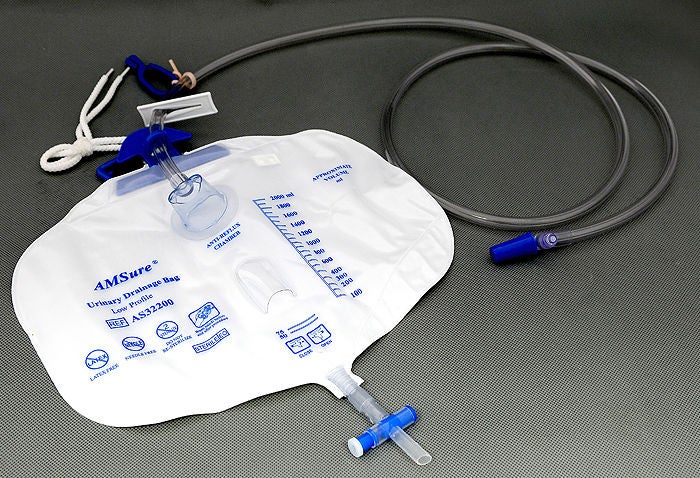 AMSure® Urinary Drain Bag, T-Tap Drain, Pre-pierced