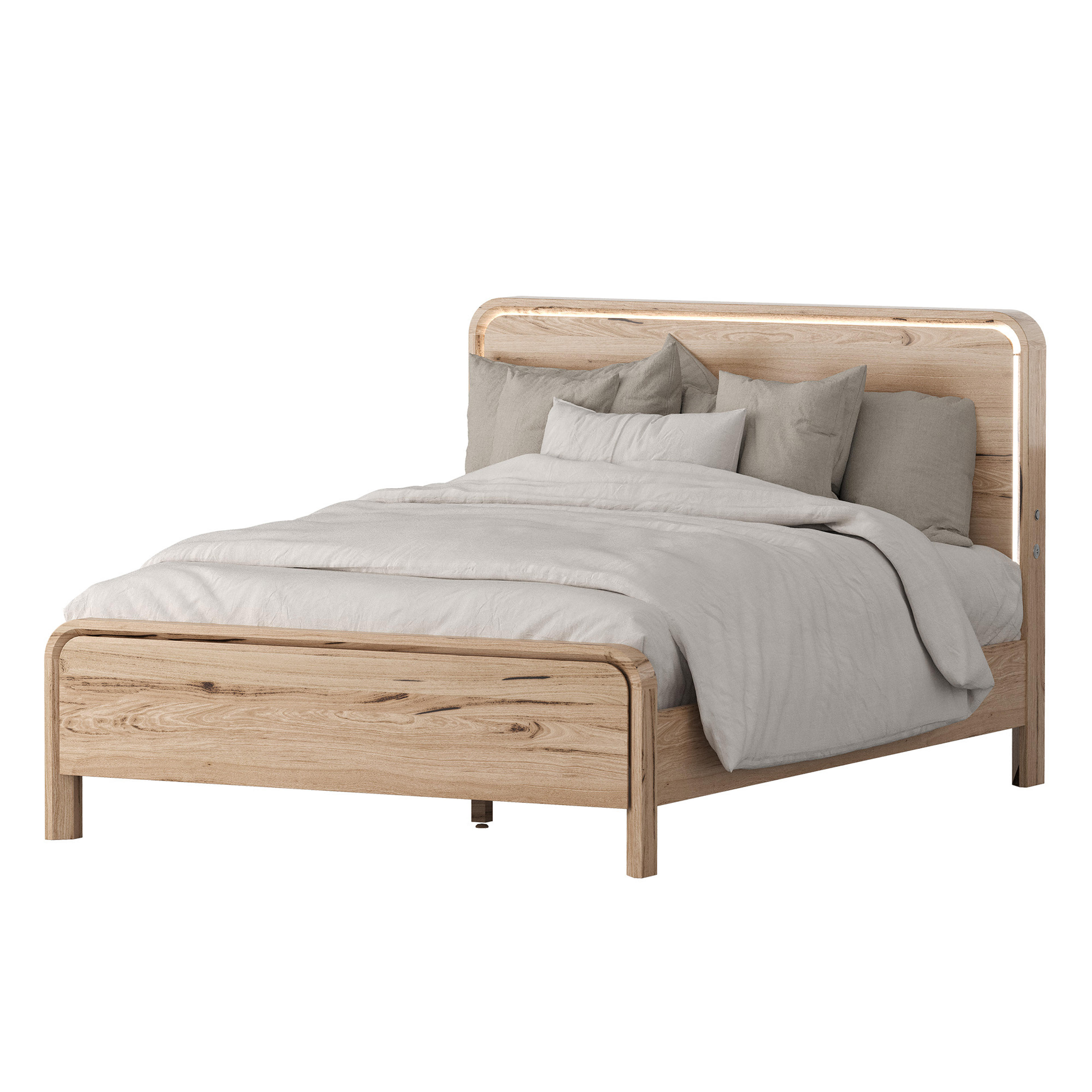 Product image of the  Lena Bed Frame, W/ Led Headboard, Natural from Forty Winks