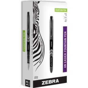 Fountain Pens, 0.6mm Fine Point, Black Ink, Stainless Steel Nib, 12 Count