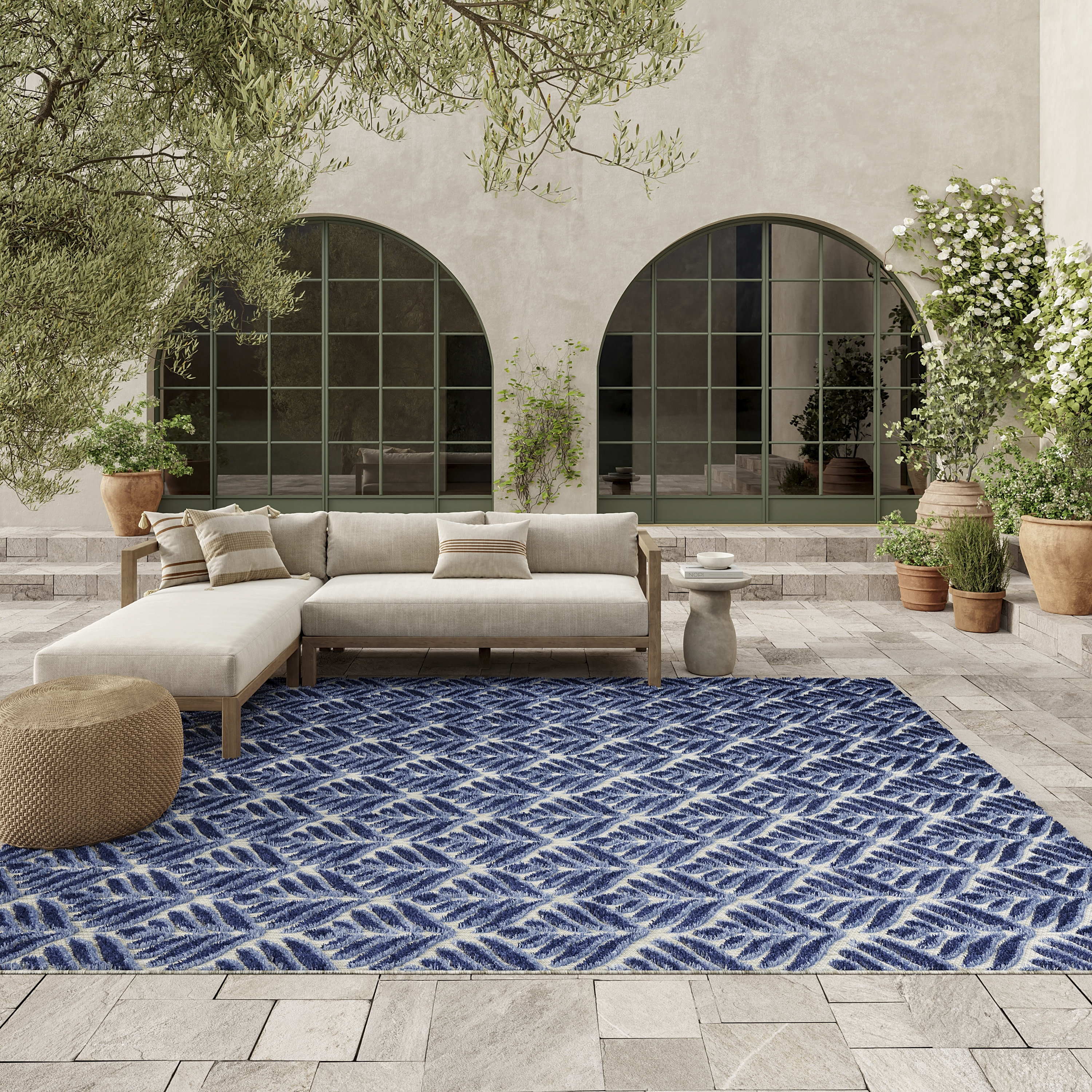 Nourison Aloha 7'10" x 10'6" Blue Tropical Rug