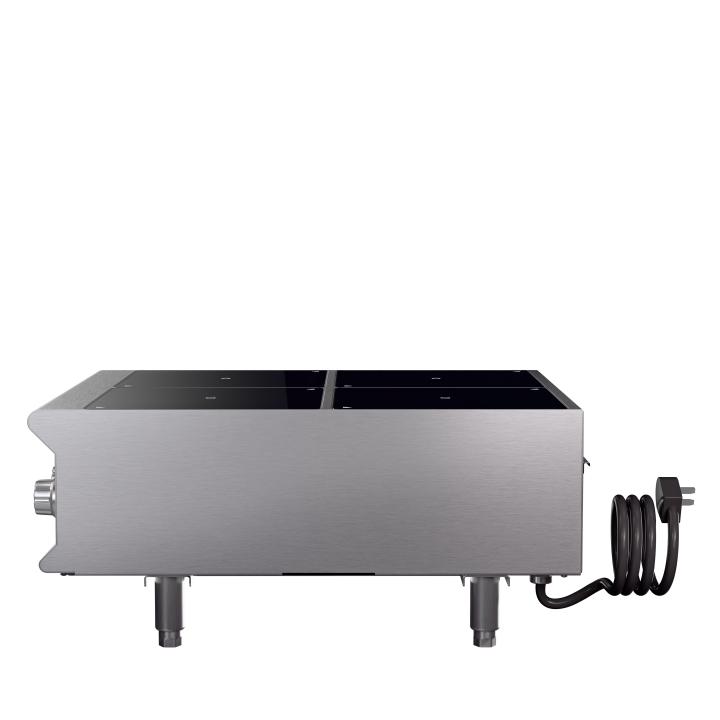 208- to 240-volt four-hob heavy-duty induction range with temperature control probe and programs