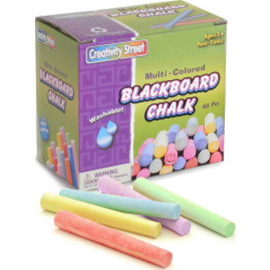 Blackboard Chalk, 5 Assorted Colors, 3/8" x 3-1/4", 60 Pieces