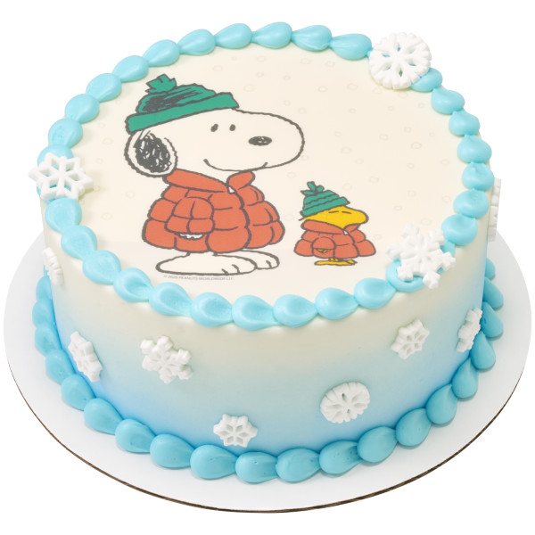 Peanuts® Snoopy® and Woodstock® in Puffer Jacket PhotoCake® Edible Image®