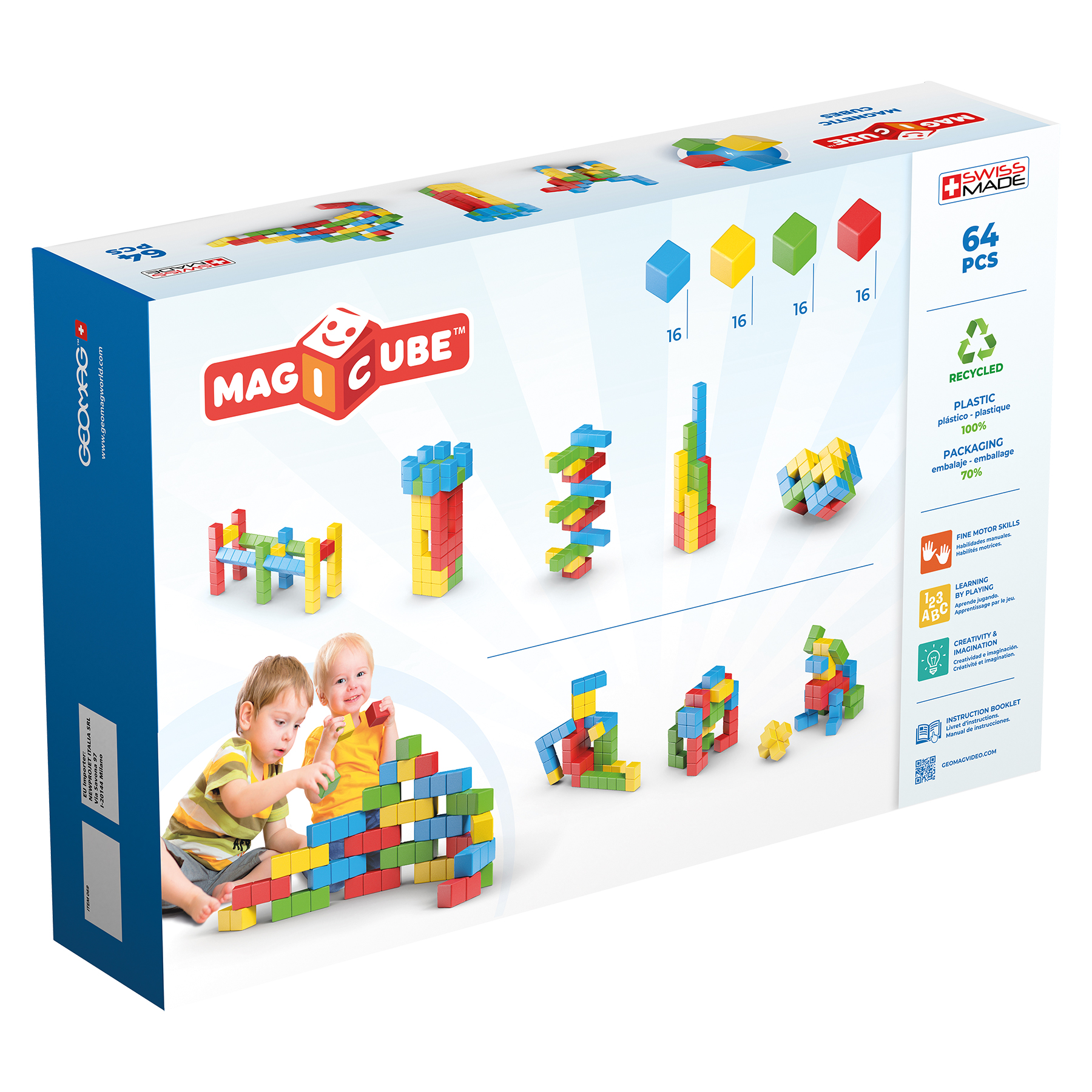 Geomag Magicubes Full Color Try Me Recycled, 64 Pieces image number null