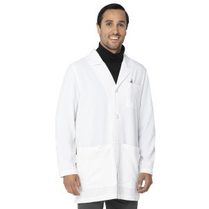 Landau ProFlex Five-Pocket Lab Coat for Men: Modern Tailored Fit, Mid-Length, Button Closure 3043-