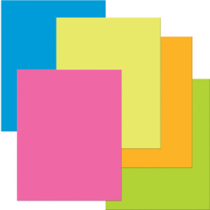 Premium Coated Poster Board, 5 Assorted Neon Colors, 22" x 28", 25 Sheets