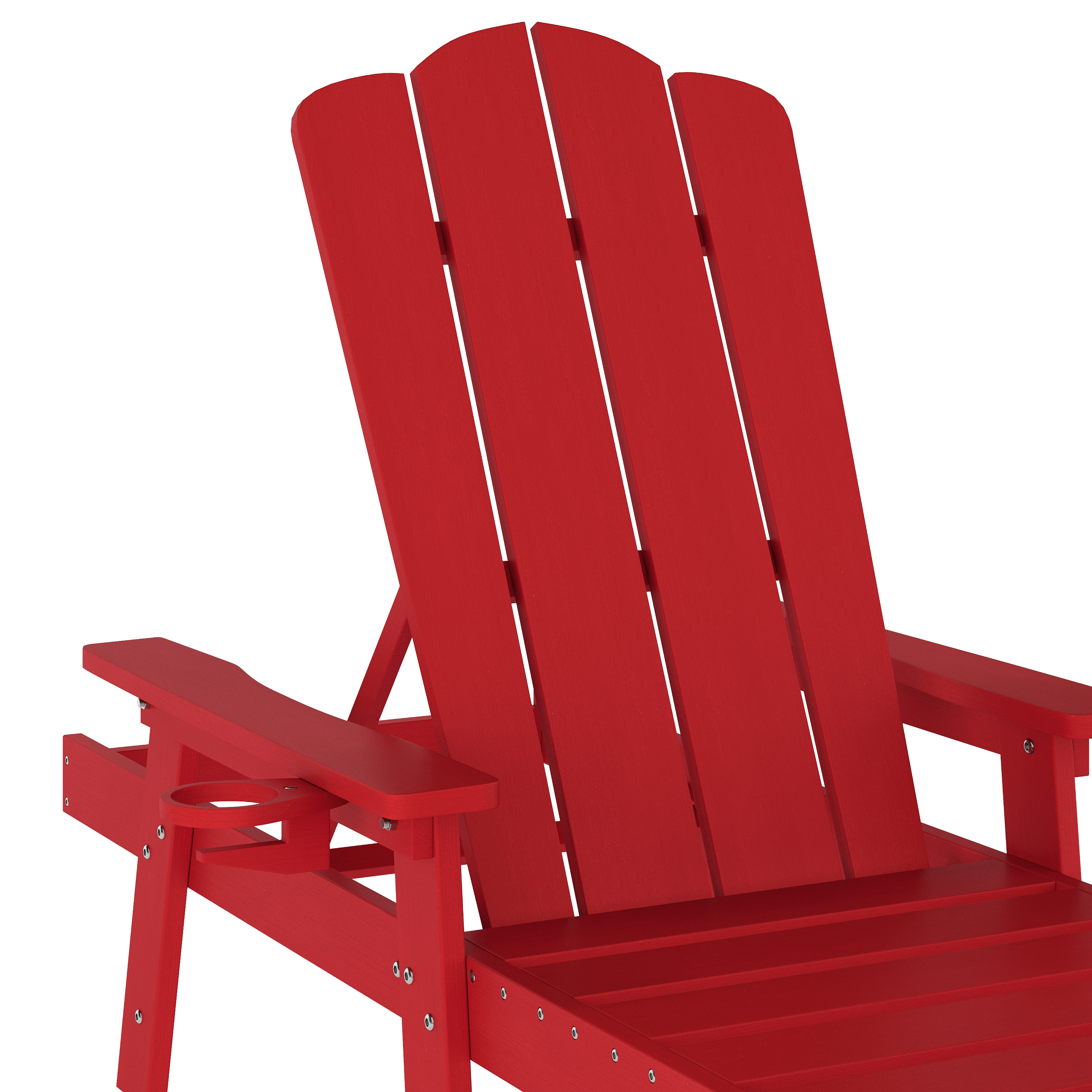 Stockton Set of 2 Red Recycled HDPE Adjustable Adirondack Loungers with Fold ... - Bild 11 von 23