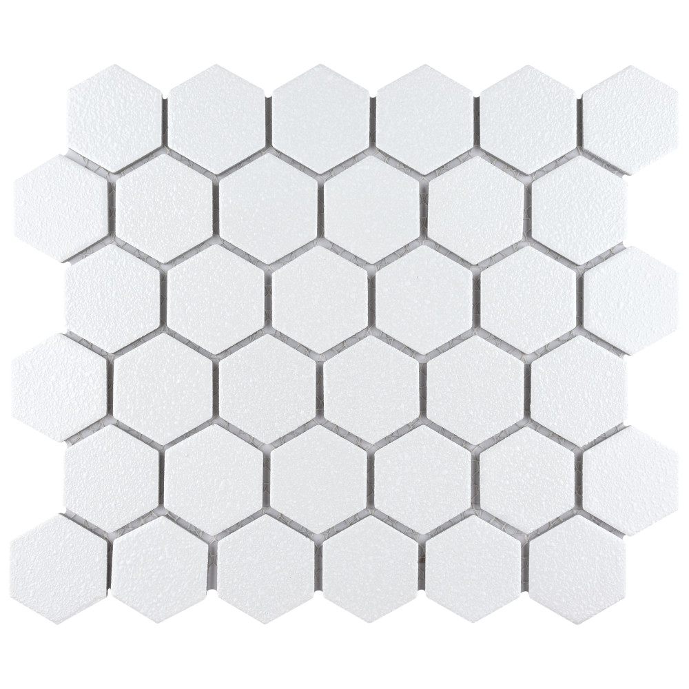 Hudson Due 2″ Hex Crystalline White 10-7/8 in. x 12-5/8 in. Porcelain Mosaic Tile