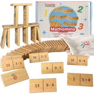 Mathomino Plus & Minus up to 20 Addition & Subtraction Wooden Math Domino Game