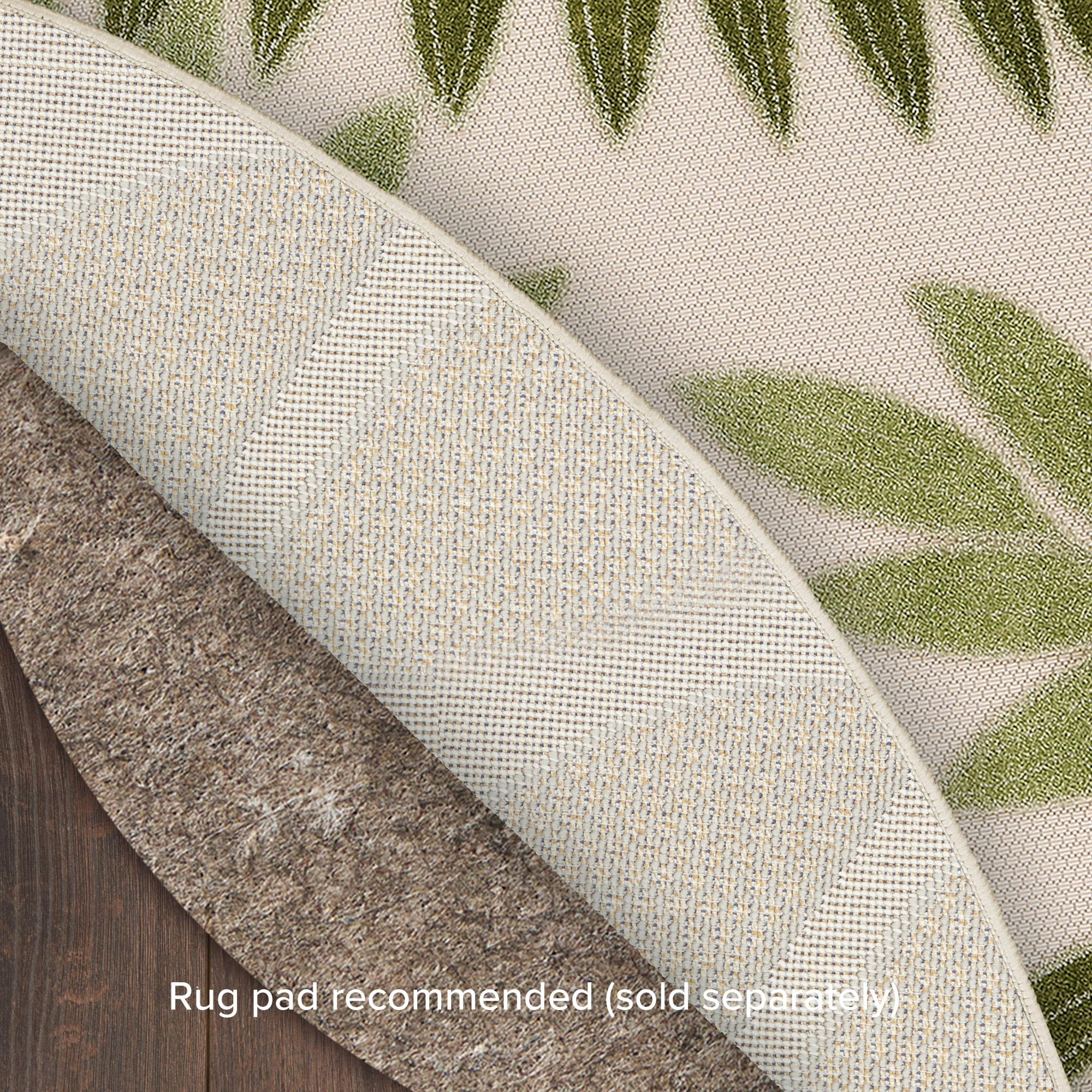 Nourison Aloha 5'3" x Round Ivory Green Outdoor Rug