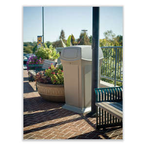Rubbermaid Commercial, Ranger, 45 gal, Resin, Beige, Square, Receptacle
