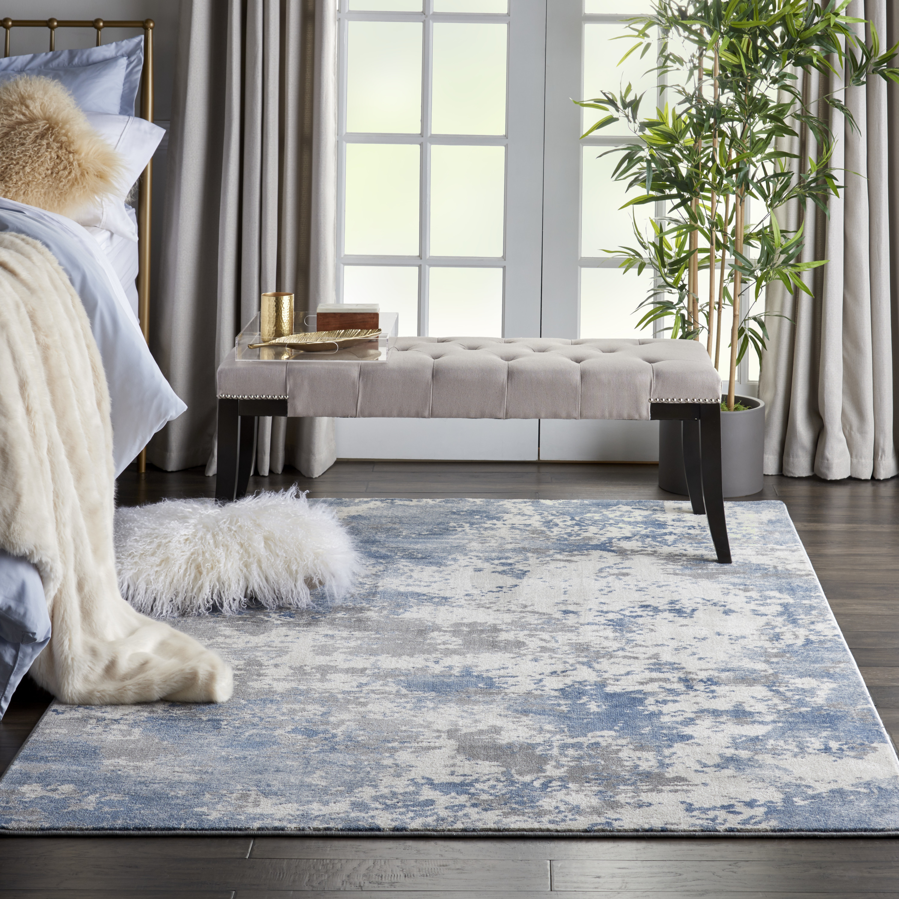 Nourison Rustic Textures 3'11" x 5'11" Grey Blue Modern Indoor Rug