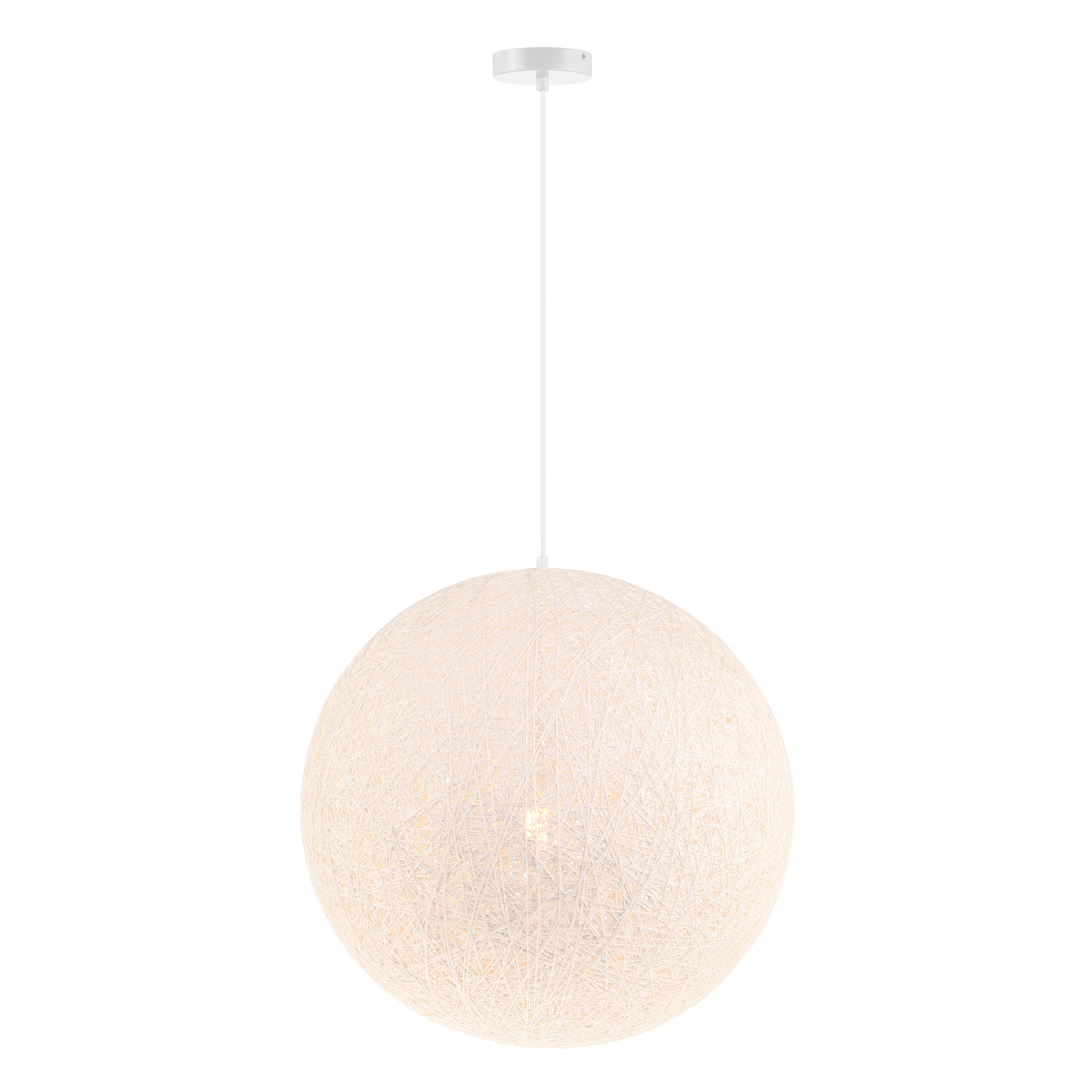 The Entwined pendant brings warmth and texture through its handcrafted white papyrus shade, creating soft, diffused lighting perfect for intimate dining or casual spaces. Its clean matte white finish and organic materials blend seamlessly with coastal, contemporary, and natural design aesthetics. - alternate view