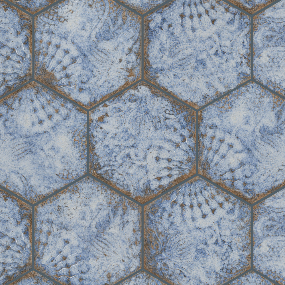 Gaudi React Hex Marina 8.63x9.88 Hexagon Porcelain Floor and Wall Digital Pattern