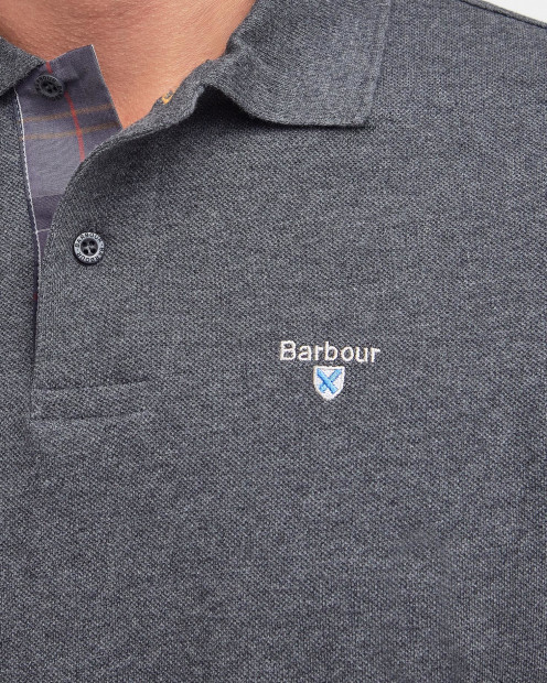 Tartan Pique Polo Shirt Slate Marl