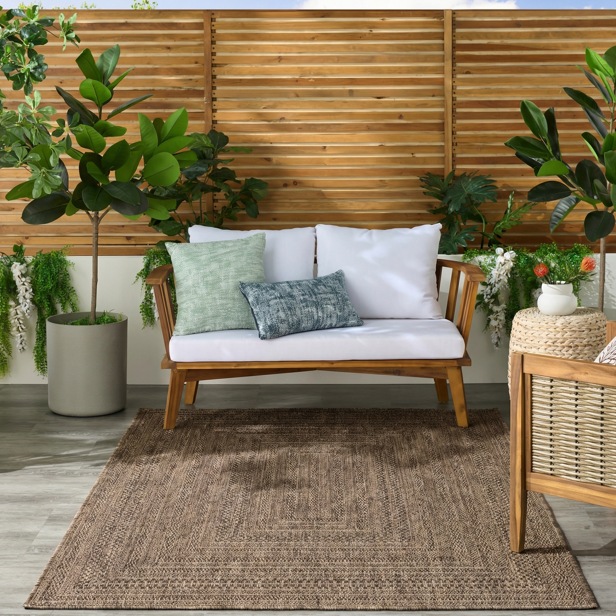 Nourison Tulum 5'3" x 7' Brown Outdoor Rug