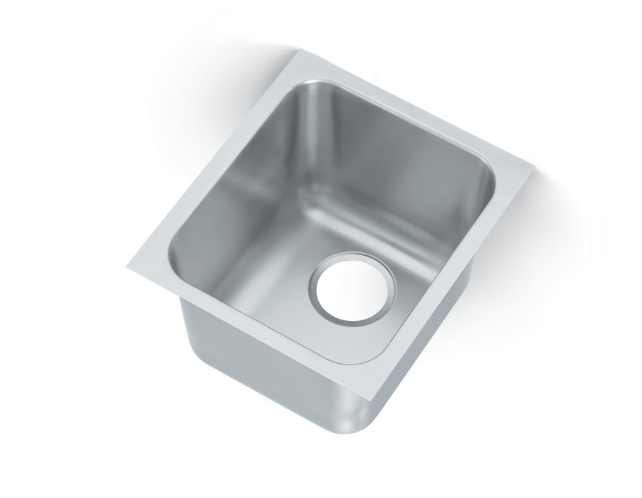 14" x 16" x 9-1/4" single-bowl stainless steel weld-in or undermount sink with 3-1/2" drain opening