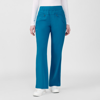 White Cross CRFT WB414 Women&#8216;s Moisture Wicking 5 Pocket Boot Cut Scrub Pants with No-Pinch Elastic Waist and Drawstring-White Cross