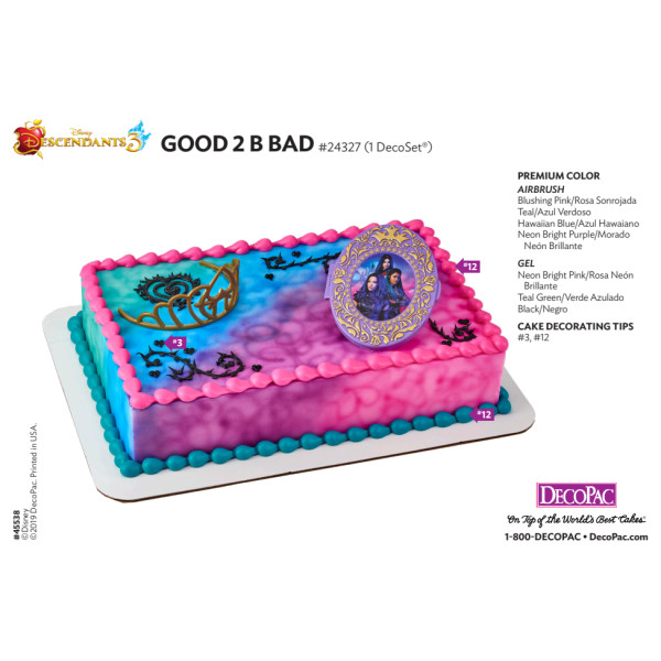 Disney Descendants 3 Good 2 B Bad Cake Decorating Instruction Card